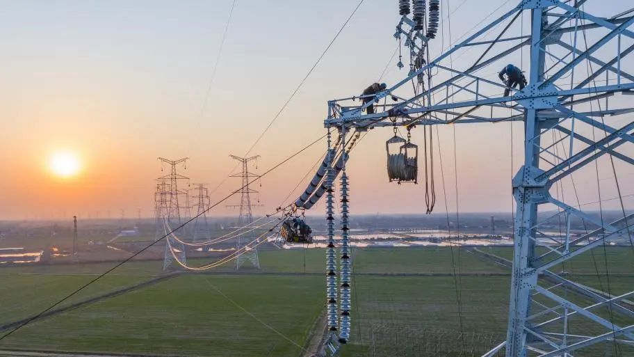 国家电网江苏宿迁供电公司工作人员在220千伏陆集变电站进行设备消缺工作。