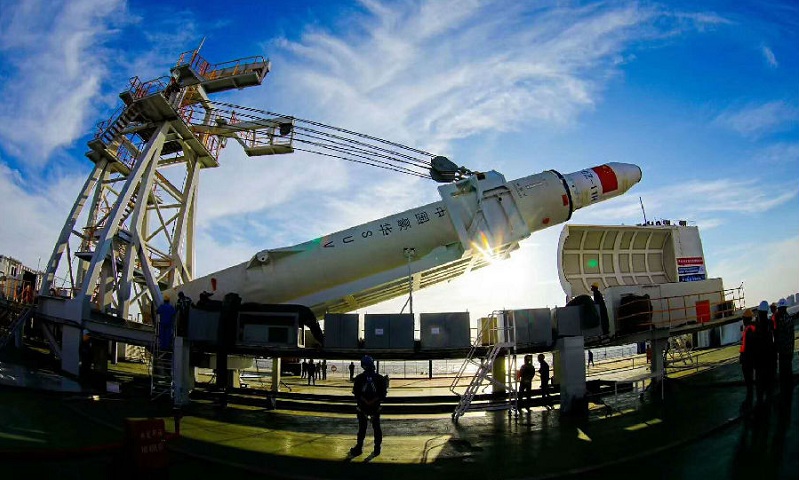 海上发射技术试验系统由运载火箭系统、海上发射平台、测控通信系统和卫星系统4部分组成，可实现离港后一周内完成发射。