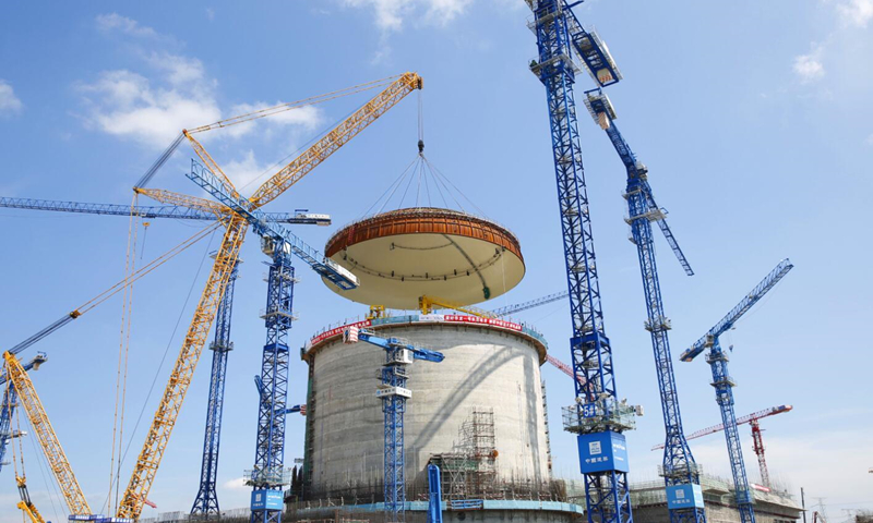 2018年5月以来，中广核与广投集团合作建设的防城港核电站二期3号机组华龙一号深入推进施工。广西国资委供图